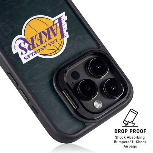 NBA Los Angeles Lakers Black Primary Logo iPhone 15 Pro Kickstand Case